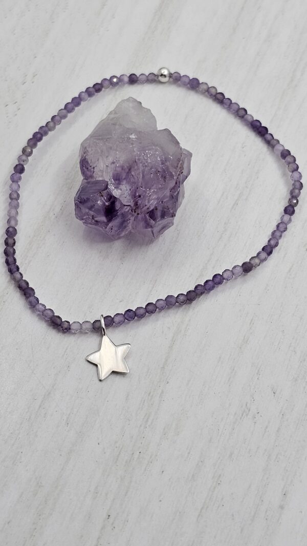 Pulsera Amatista con Estrella Plata de ley