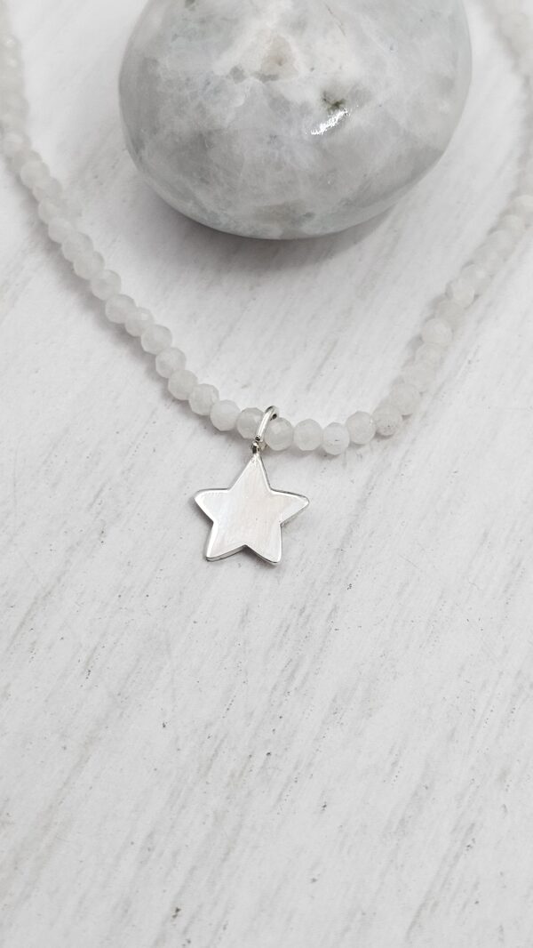 Pulsera Piedra Luna con Estrella Plata de ley