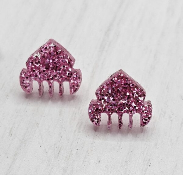 Pendientes Peineta Glitter Rosa Pegados