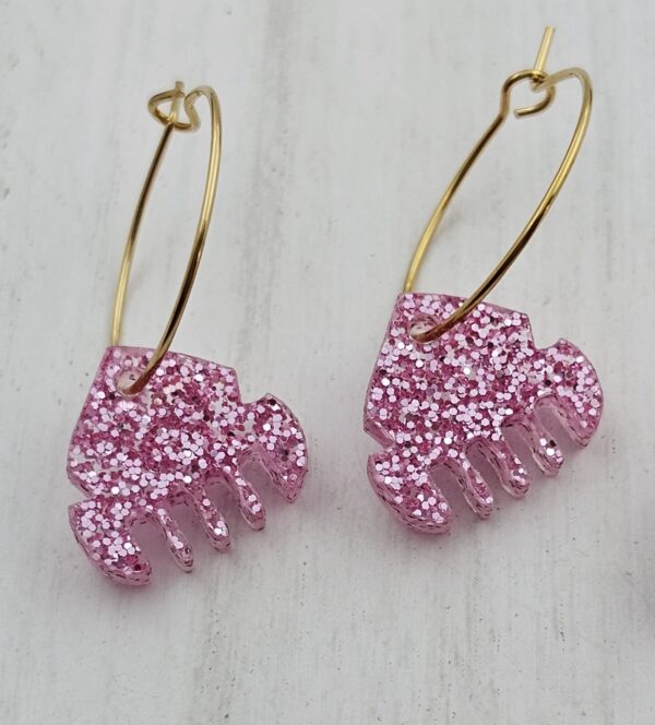 Pendientes Peineta Glitter Rosa Aros