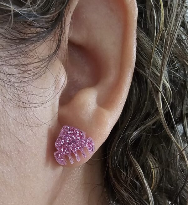 Pendientes Peineta Glitter Rosa Pegados