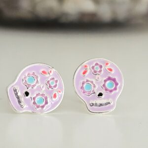 Pendientes Halloween Catrina Calavera Lila