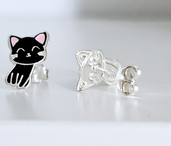 Pendientes Gato Negro plata de ley