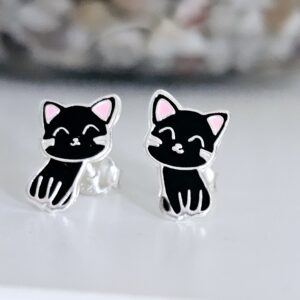 Pendientes Gato Negro plata de ley