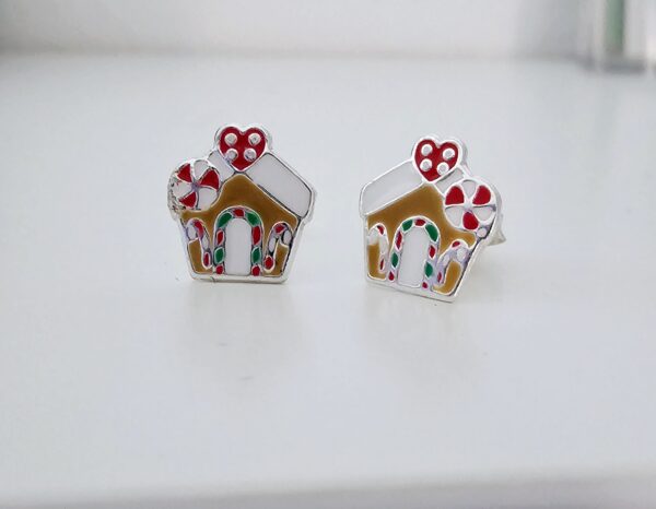 Pendientes Plata Navidad Casita Dulce