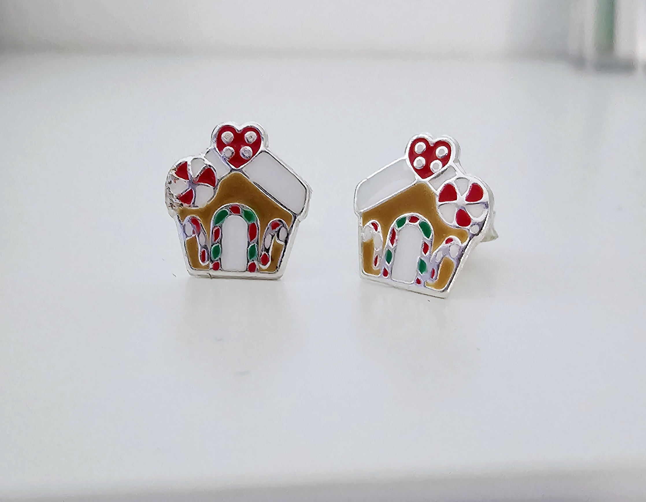 Pendientes Plata Navidad Casita Dulce